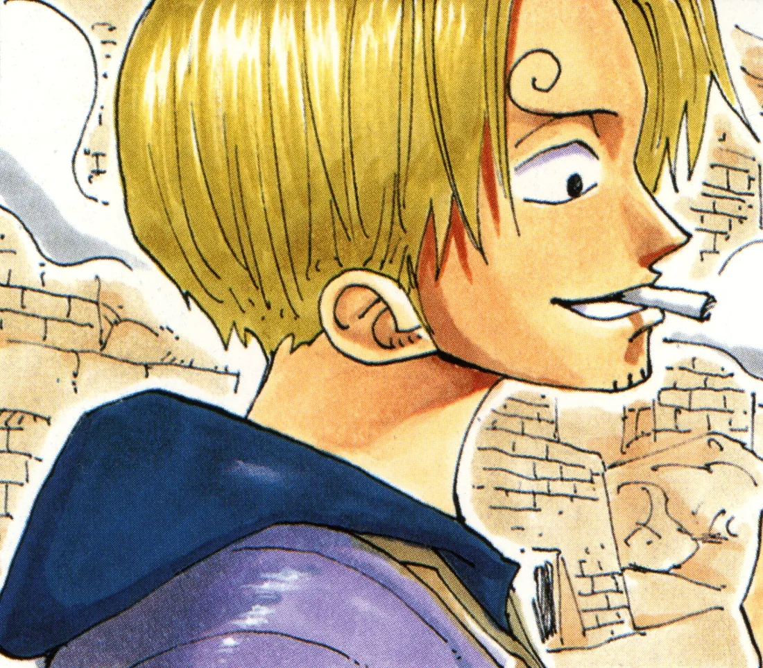Sanji smiling, cigarette in hand