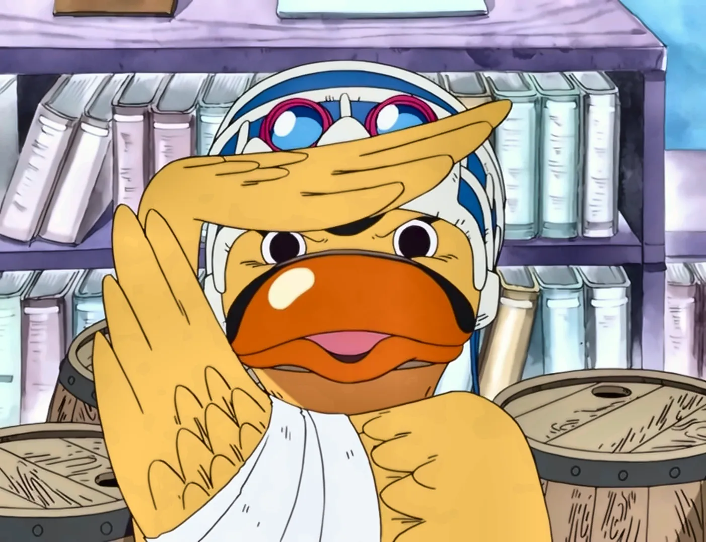 Carue the duck saluting