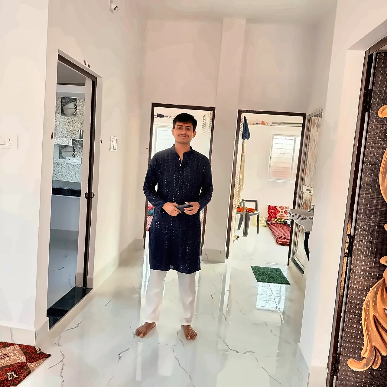 me in a kurta at home