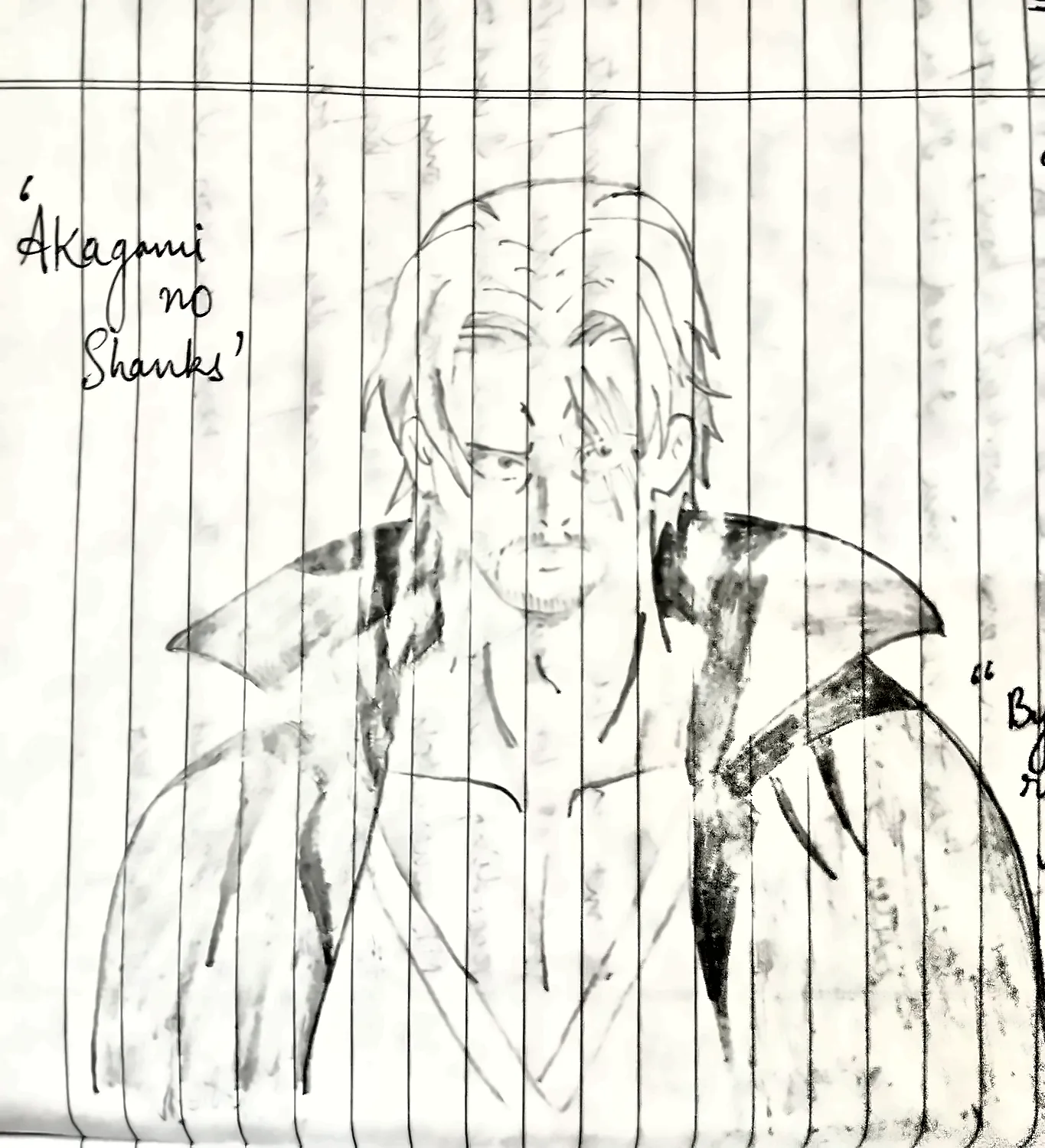 my pencil drawing of Shanks, Akagami