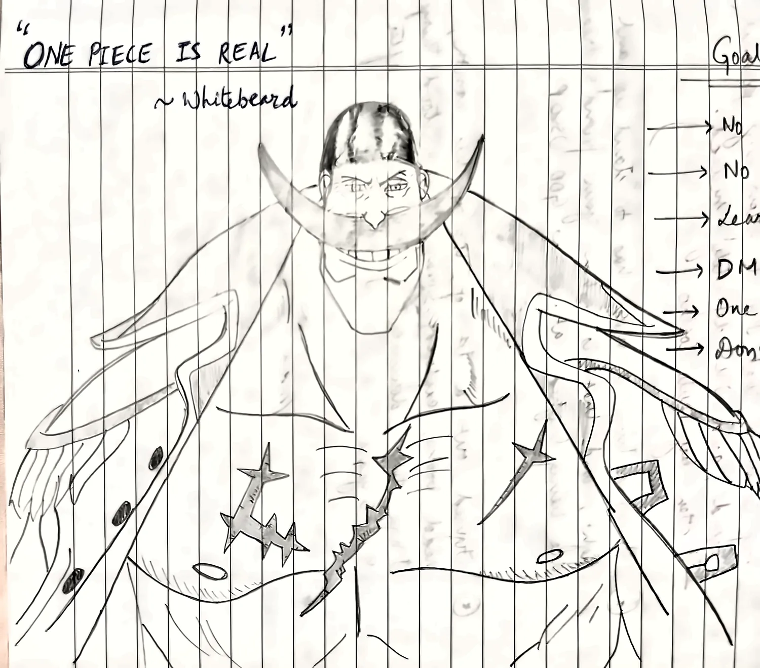 my pencil drawing of Whitebeard: one piece is real